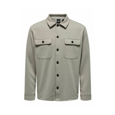 Image of Only &amp; Sons Men&#039;s Onsnewkodyl Overshirt Sweat Noos Shirt, Vintage Khaki/Pattern: Melange, M
