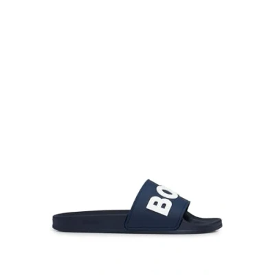 Image of BOSS KIRK SLID RBLG N Pool slides, Men&#039;s, Size: 6.5, Dark blue five Pu