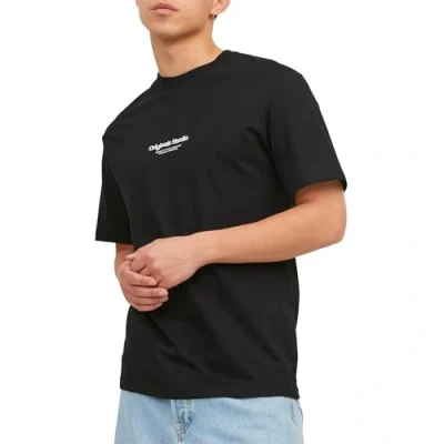 Image of JACK &amp; JONES Men&#039;s Jorvesterbro Tee Ss Crew Neck Noos, Black, XL