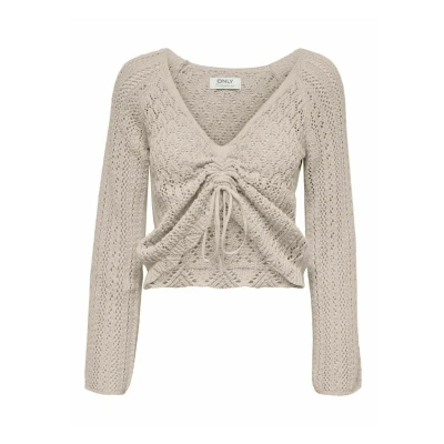 Image of ONLY Women&#039;s Onlnola L/S Ruching Pullover Ex KNT Knitted Jumper, Gray, M