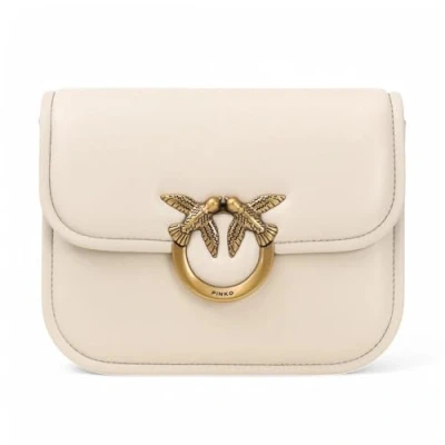 Image of Pinko LOVE BOX bag MINI Nappa SETA Across body White/white antique goldcoloured, Women&#039;s, Size: One Size, gold/coloured