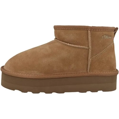 Image of s.Oliver Damen Boots aus Leder Gefüttert, Braun (Cognac), 41 EU