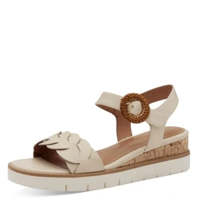 Image of Tamaris Damen Sandalette Leder Keilabsatz; IVORY, EU 37