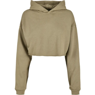 Image of Urban Classics Ladies Oversized Cropped Hoody Hoodie, Women&#039;s, Size: 5XL, Khaki