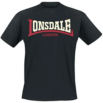 Image of Lonsdale TWO TONE Print Tshirt, Men&#039;s, Size: 4XL, Black