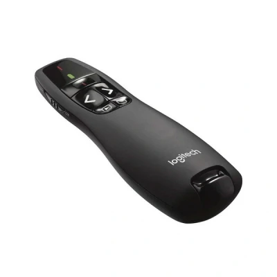 Image of Logitech R400 Presenter, Wireless 2.4 GHz Connection via USB Receiver, 15 m Range, Red Laser Pointer, Intuitive Controls, 6 Buttons, Battery Indicator, PC Black