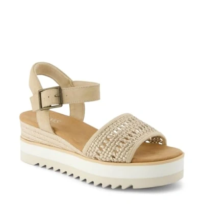 Image of TOMS Diana Wedge sandals, Women&#039;s, Size: 3.5, Gold Leather and textile