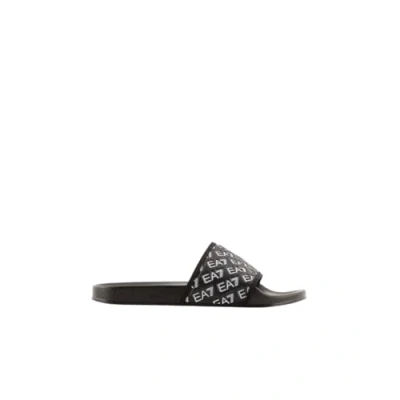 Image of EA7 Emporio Armani Water Sports ALL OVER Slipper Unisex Pool slides, Size: 11, Full black/white Synthetics