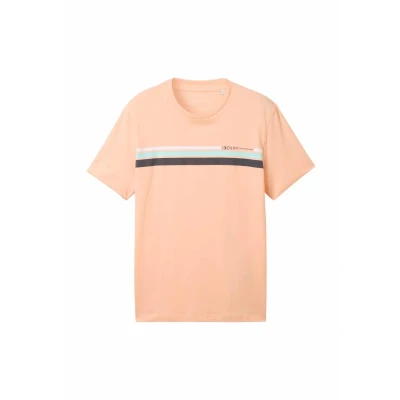 Image of TOM Tailor Kurzarm Print Tshirt, Men&#039;s, Size: Medium, Orange