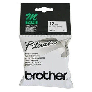 Image of P Touch BB4 Brother M K231BZ black on white tape non laminated, 12mm (original Brother)