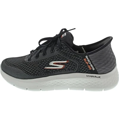 Image of Skechers Men&#039;s Go Walk Flex New World Sneaker, Bkor Black Orange, 9.5 UK