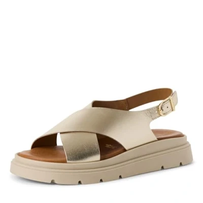 Image of Tamaris Damen Sandalette Leder Keilabsatz TOUCH IT; LIGHT GOLD, EU 41