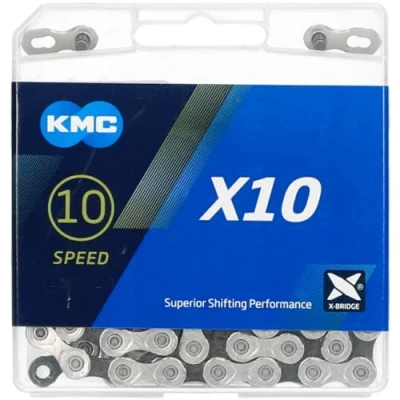 Image of KMC Unisex Adult Silver/Black X10 10 Way Chain, 114 Links,
