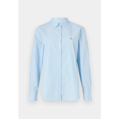 Image of Tommy Jeans Women&#039;s L/S Shirt, White (Sugarplum Blue/Stripe), M