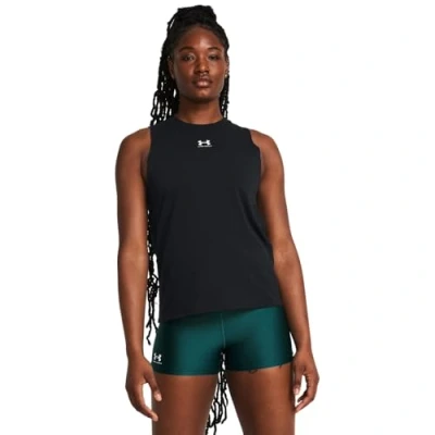 Image of Under Armour Rival Muscle TANK Top, Women&#039;s, Size: Large, Shaded fuchsia/white