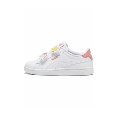 Image of Puma Smash 3.0 Badges Trainers for kids, Size: 10K, White passionfruit Synthetics