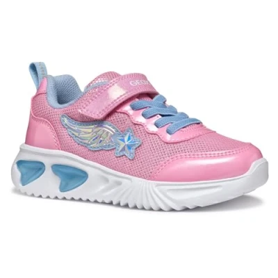 Image of Geox Assister GIRL Trainers for kids, Size: 7K, Pink/light sky Imitation leather/ textile