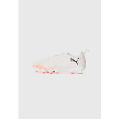Image of Puma Future 8 PLAY Unisex Football boots turf for kids, Size: 12K, White/black/glowing red shoes
