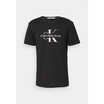 Image of Calvin Klein Jeans Disrupted Outline Monologo TEE Unisex Print Tshirt, Size: Medium, Black