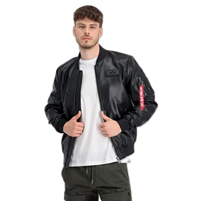 Image of Alpha Industries Faux leather jacket, Men&#039;s, Size: Small, Black