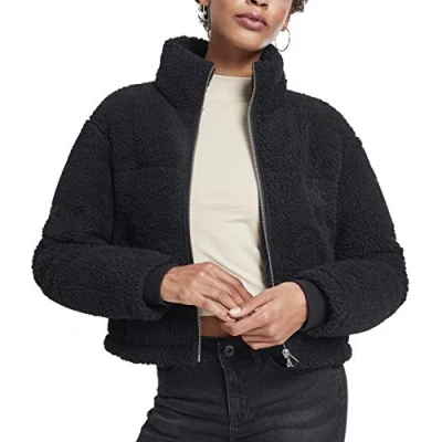 Image of Urban Classics Women&#039;s Ladies Boxy Sherpa Puffer Jacket, Black (Black 00007), S