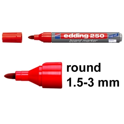 Image of edding 250 whiteboard marker red 10 pens round tip 1.5 3 mm pen dry wipe for whiteboards, flipcharts, pinboards, magnetic and memo boards sketchnotes refillable