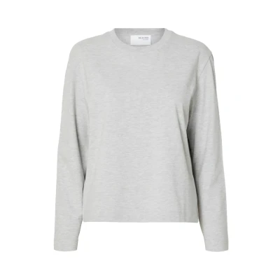 Image of SELECTED FEMME Women&#039;s Slfessential Ls Boxy Tee Noos Longsleeve T Shirt, Light Grey Mix, XS