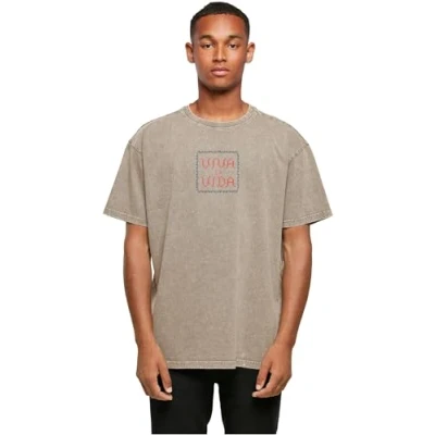 Image of Merchcode Frida Kahlo Pixels VIVA LA VIDA ACID Washed Heavy Oversize TEE Print Tshirt, Men&#039;s, Size: XXL, Darkkhaki