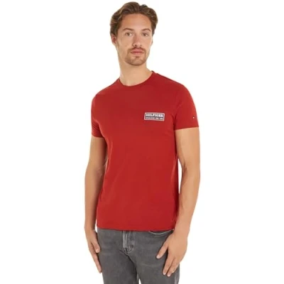 Image of Tommy Hilfiger Badge TEE Print Tshirt, Men&#039;s, Size: XS, Dark magma