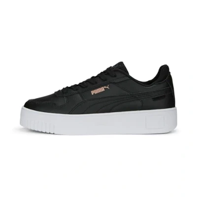 Image of Puma Women&#039;s Carina Street Sneaker, Black Rose Gold White, 7.5 UK