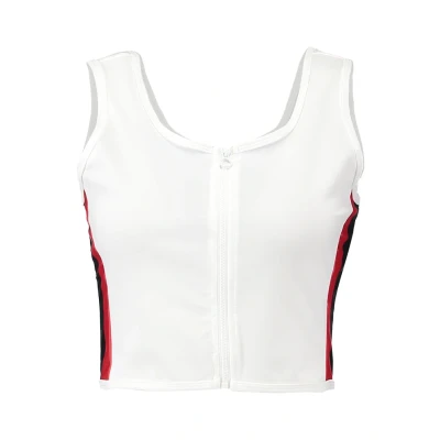 Image of Urban Classics Ladies SIDE Stripe Cropped ZIP Top, Women&#039;s, Size: Medium, White/firered/navy