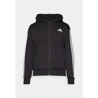Image of adidas Sportswear Essential Three Stripes Zipup sweatshirt, Men&#039;s, Size: XS, Black/white