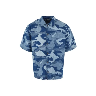 Image of Urban Classics Laser BOXY Shirt, Men&#039;s, Size: XL, Bluelasercamo