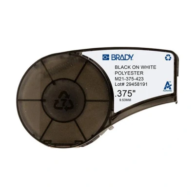 Image of Brady Polyester Tape for BMP21 PLUS; LAB; BMP21, 9.53 mm x 6.40 m, Black on White