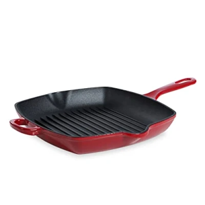 Image of BK Grill pan Burgundy Chili Red 26 x cm enameled non stick coating Suitable for all Cooktops