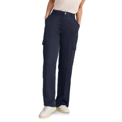 Image of Street One Women&#039;s Straight Leg Satin Casual fit, Deep Blue, 38W x 32L