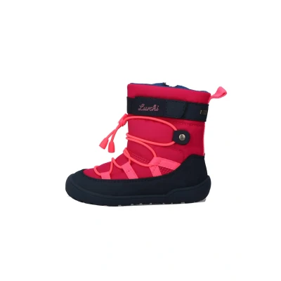 Image of Lurchi JACE TEX Unisex Laceup ankle boots for kids, Size: 7K, Navy/pink Synthetics