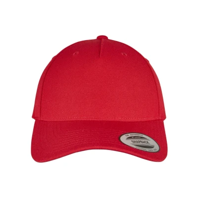 Image of Flexfit YP Classics 5PANEL Curved Visor Snapback Cap, Size: One Size, Red