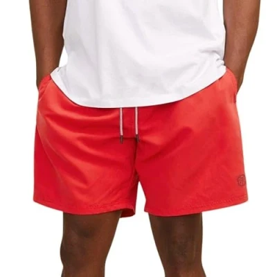 Image of JACK &amp; JONES Men&#039;s Jpstfiji Jjswim Solid Sn Pls Swim Shorts, red, 44 Große Größen