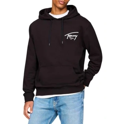 Image of Tommy Jeans Entry Graphic Hoodie Unisex Sweatshirt, Size: XXL, Black