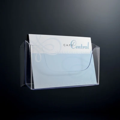 Image of SIGEL LH118 Wall Mounted Literature Holder, for A4 landscape, uv resistant acrylic, clear, 1 Piece