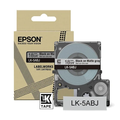Image of Epson LabelWorks[Matte L Gray/Black 18mm LK 5ABJ]tape compatible with LW C410 and C618