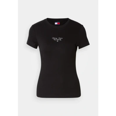 Image of Tommy Jeans W ESS LOGO EXT Print Tshirt, Women&#039;s, Size: 4, Black