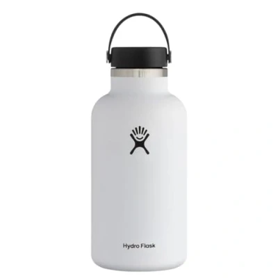 Image of Hydro Flask Water Bottle 64 oz Vacuum Insulated Stainless Steel with Leak Proof Flex Cap and Powder Coating Wide Mouth White