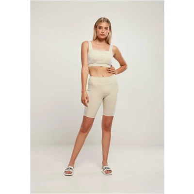 Image of Urban Classics Women&#039;s Ladies Color Block Cycle Shorts Yoga, Softseagrass/White, XS