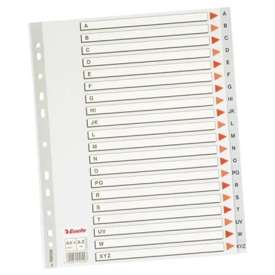 Image of Esselte A4 A Z Index, Heavy Duty Plastic, Grey