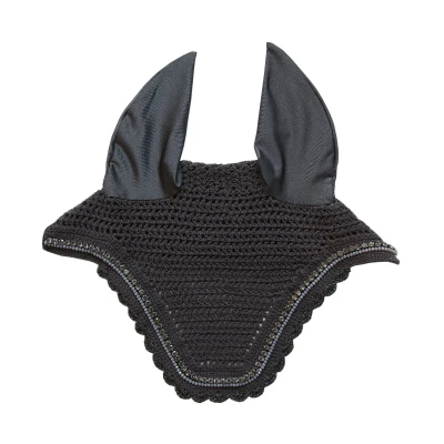 Image of Kentucky Horsewear Fly Veil Wellington Stone &amp; Pearl Soundless Grey Horse Hood Riding Equestrian