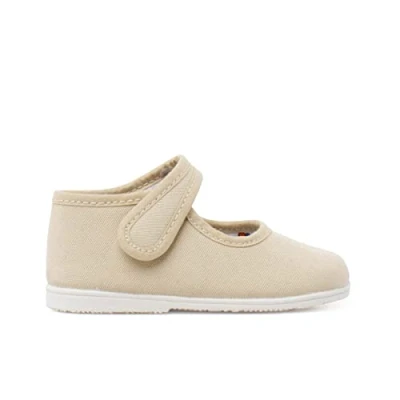 Image of Pisamonas Canvas Mary Janes Thin Sole Riptape Size 5.5 Color Beige