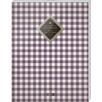 Image of TULPE Kariertes Notizbuch A4 „C069 Picknick“ (140+ Seiten, Vintage Softcover, Doppelrand, Seitenzahlen, Register Dickes Notizheft, Matheheft, Skizzenbuch, Schulheft, Tagebuch, Heft Nr 26)