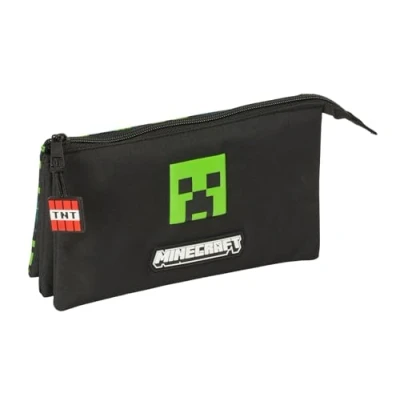 Image of MINECRAFT TNT Triple Pencil Case, Children&#039;s Ideal for School Age Children, Comfortable and Versatile, Quality Resistance, 22 x 3 12 cm, Multicoloured, M, Casual,